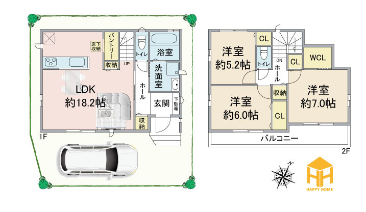 ハートフルタウン田能4丁目新築一戸建て│3LDK+駐車駐輪の間取り|※図面と現況が異なる場合は、現況を優先します。
