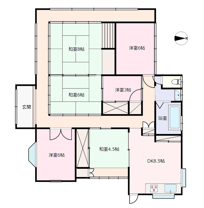 S1808H　白浜平屋中古住宅の間取り