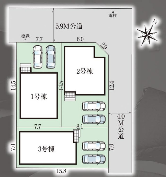 【同施工物件ご案内可能】豊明市二村台　全3棟の区画図|全体区画数｜全3棟
◆駐車並列2台可能！(但し、車種による)
◎まずは、お気軽にお問い合わせください。現地を案内しながら周辺環境も見て頂けます。　　　　　　　　　　　　　　　　　　　　　　　　　　　　