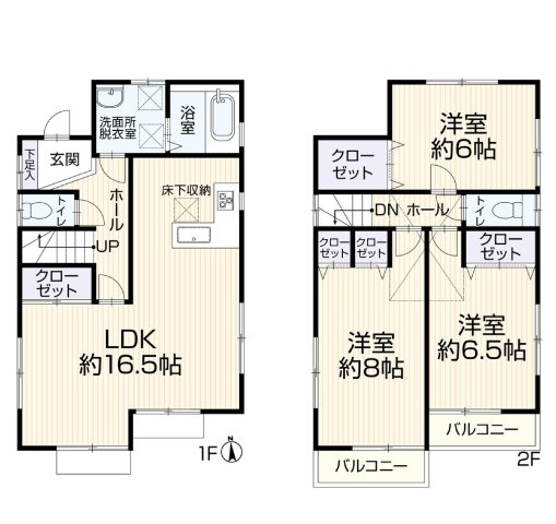 東久留米市前沢3丁目 西武新宿線 花小金井駅 中古戸建の間取り