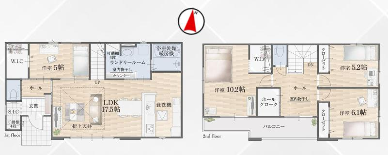 蓮田市西新宿7期　新築一戸建て　リガーレの間取り|SIC、WIC、ホールクロークなど収納豊富な間取りです♪
