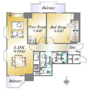 パレスエクセル東灘の間取り|南西角部屋で13階部分！陽当たり・眺望良好！