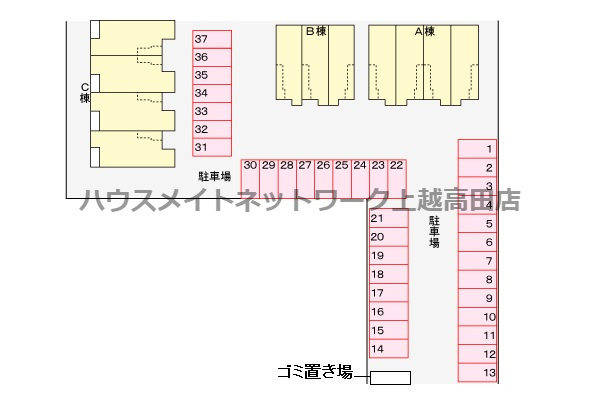 コスモクロアＢの区画図|駐車場配置図