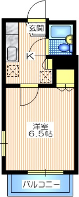 フジコーポの間取り|南向き角部屋２面採光　クッションフロアの１Ｋ