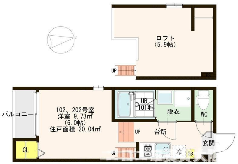 大阪市東住吉区田辺３丁目のアパートの間取り