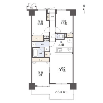 東峰マンション那珂川の間取り|３LDK　70.94㎡　南向き住戸です☆