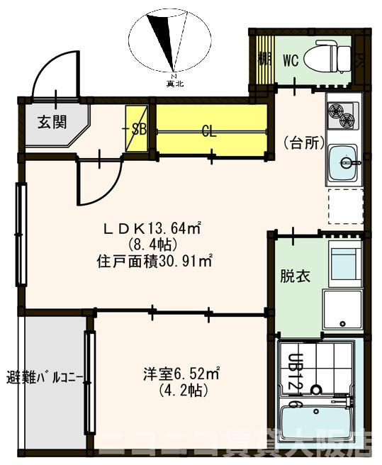 大阪市生野区林寺２丁目のアパートの間取り