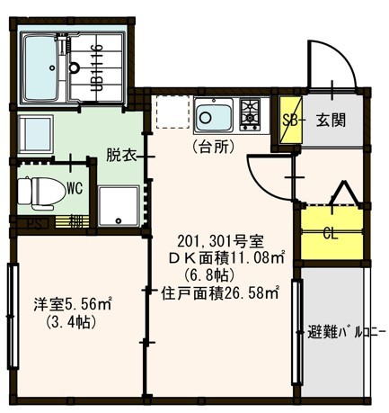 大阪市生野区林寺２丁目のアパートの間取り