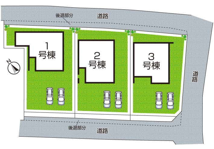 近江八幡市江頭町　第1期　新築一戸建ての区画図|全３区画