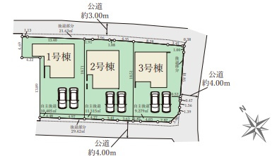 近江八幡市江頭町　第1期　新築一戸建ての区画図|全３区画
