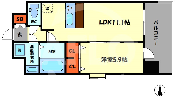 スプランディッド梅田北の間取り|スプランディッド梅田北　開放感のある間取り