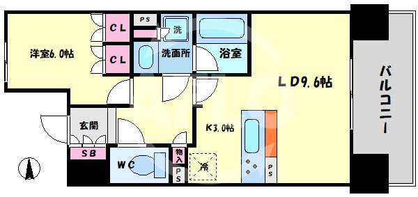 ロジュマンタワー梅田　扇町小学校区の間取り|ロジュマンタワー梅田　開放感のある間取り