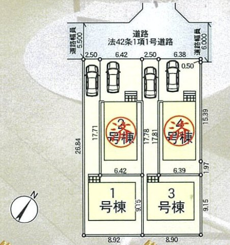 国分寺市東戸倉１丁目　西武国分寺線　恋ヶ窪駅　新築戸建の区画図