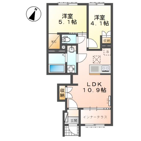 入間市狭山台　アパートＢ棟新築工事の間取り