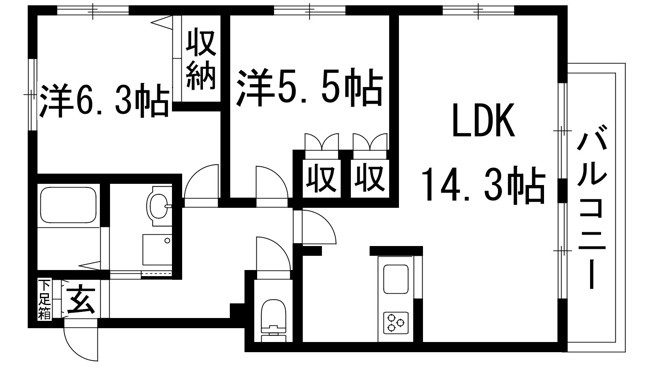 【間取り】 | ボヌール上甲東園