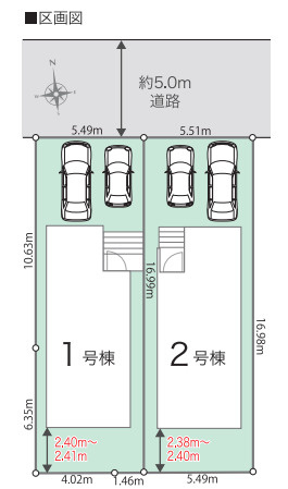 所沢市中新井４丁目1期　全2棟　新築戸建　リナージュネクスジーの区画図