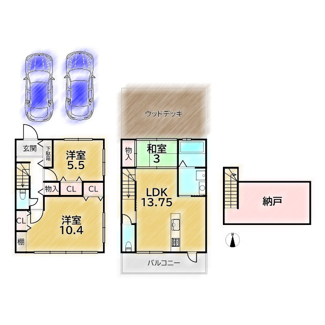 山端柳ヶ坪町 中古戸建の間取り