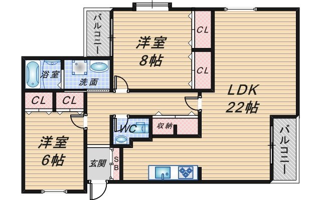 ヴェルデュール南桜塚の間取り