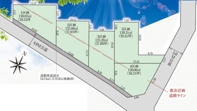 【区画図】 | 立川市砂川町4丁目　建築条件付き売地　【全5区画】