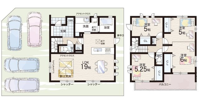 ★守山市播磨田町　新築一戸建ての間取り