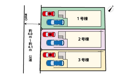 横浜１丁目　新築戸建　３棟の区画図