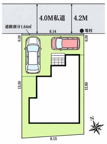 昭島市緑町3丁目　新築戸建全1棟の区画図