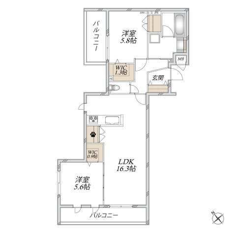【間取り】 | (仮称）川口市飯原町メゾン　北棟 | 16帖超のLDKをはじめ、ゆったりとしたお部屋です