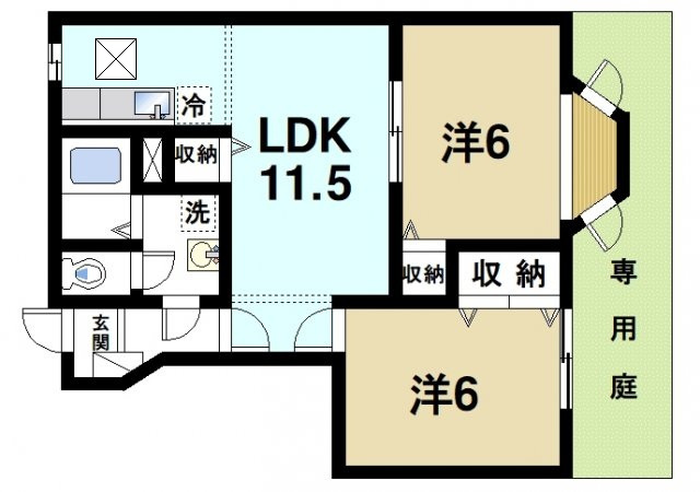 ヴィラ・サニーフラットBの間取り|2LDKのお部屋です