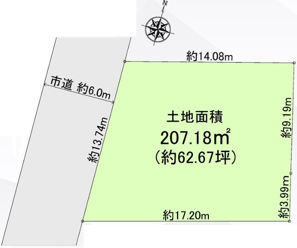 川越市富士見町　建築条件なし売地　東武東上線『川越駅』徒歩10分　【仙波小学区】の土地図