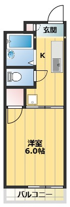 【間取り】 | パルリバーサイドⅠ | バス・トイレ別の1Kの間取り！