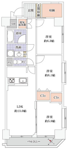 シャンボール志村坂上の間取り