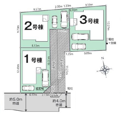 平塚市入野1期　新築戸建　全3棟1号棟の区画図