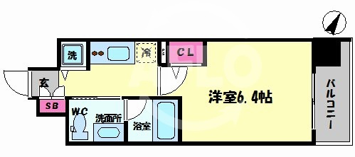 ファーストフィオーレ難波ウエストの間取り|ファーストフィオーレ難波ウエスト　開放感ある間取