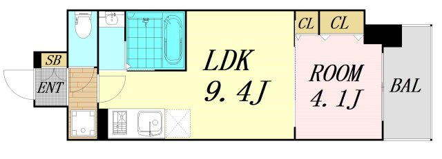 ファステート難波デラックス　仲介手数料無料の間取り