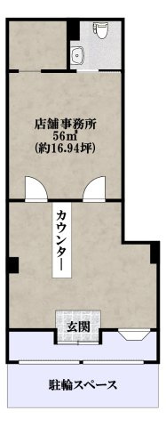 ハイツイマタ　1階店舗南側の間取り