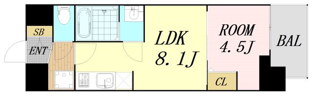 プレサンスOSAKA東成中本ハーヴィル　仲介手数料無料の間取り