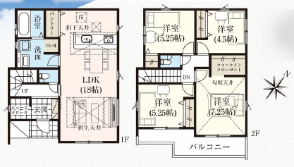 越谷市大沢 新築分譲住宅の間取り