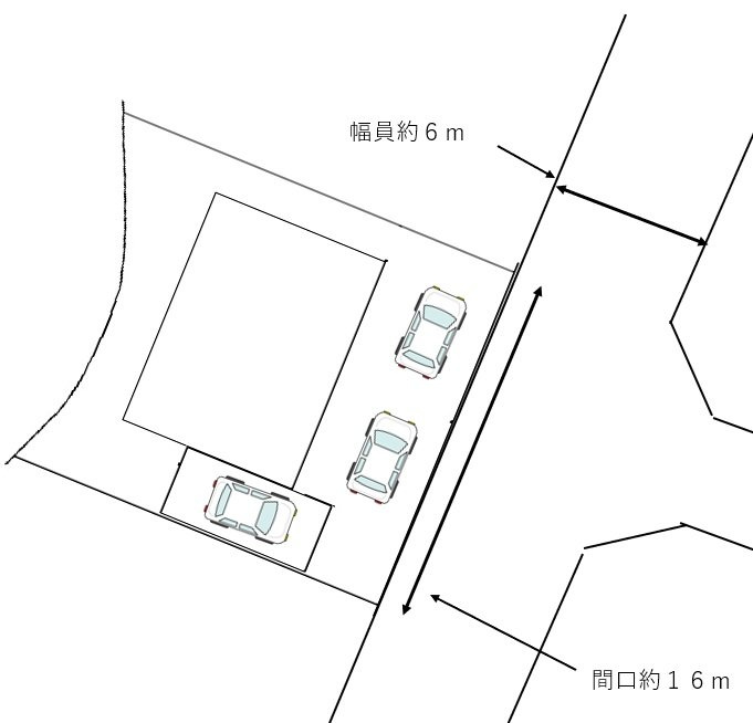 宇部市大字東岐波　戸建ての区画図|最大３台駐車可能です。