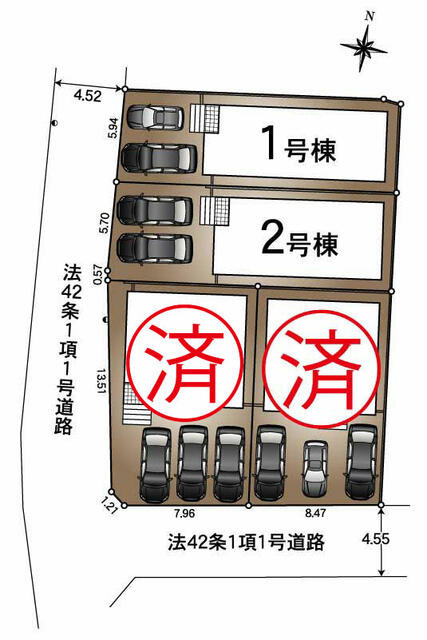 新築戸建て・仲介手数料無料）一宮市篭屋　第４・1号棟の区画図