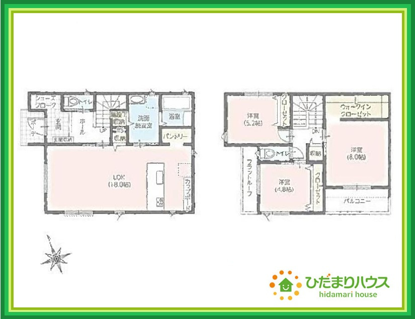 タマタウン東大沼　新築戸建　5号棟の間取り|一人部屋が実現できる3LDK間取りです。将来お子様の一人部屋をお考えの方にオススメな物件です。