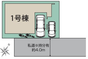 桶川市末広3丁目　新築一戸建て　ブルーミングガーデン　01の区画図|1号棟