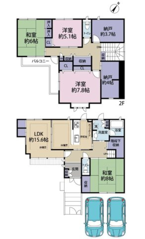 篠原北町3丁目の間取り|4LDK+2S+2台駐車スペース　多趣味のご家族もスッキ収納できます