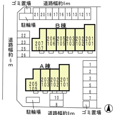 【区画図】 | 新ハイツウグイス　B棟