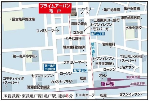 プライムアーバン亀戸の地図