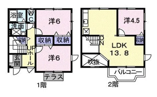 【間取り】 | シャン・ド・フルールＢ