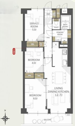 コーラルハイツ志木Ⅱの間取り|3LDK 専有面積67.20m2 バルコニー面積5.32m2　全居室に収納スペースを確保し、生活動線に配慮した設計となっています。利便性と快適性を兼ね備えたお部屋です。