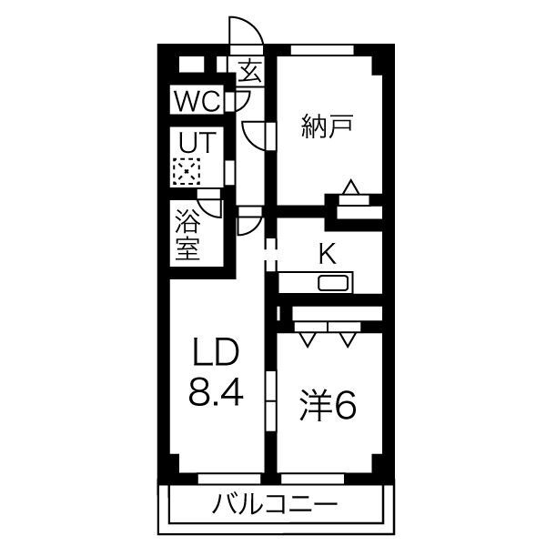 名古屋市守山区瀬古東３丁目の賃貸マンションの間取り