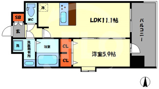 【間取り】 | スプランディッド梅田北 | スプランディッド梅田北　開放感のある間取り