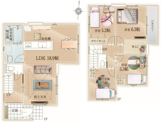【間取り】 | 名古屋市瑞穂区下坂町2丁目19-1【仲介手数料無料】新築一戸建て　1号棟