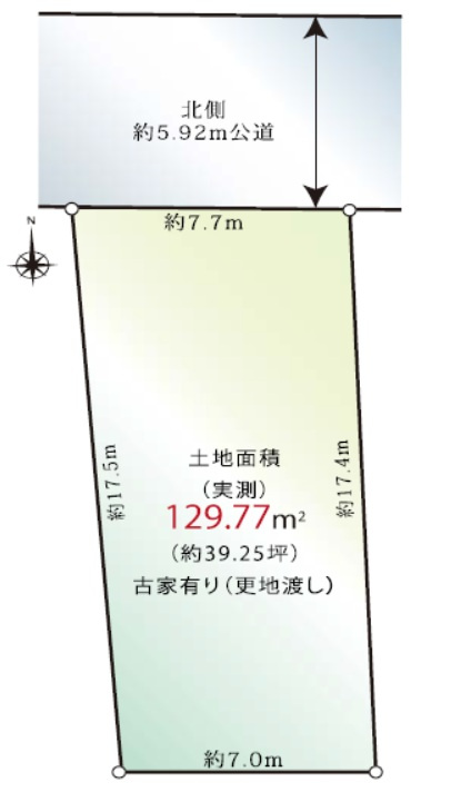 世田谷区瀬田　建築条件なし売地の土地図